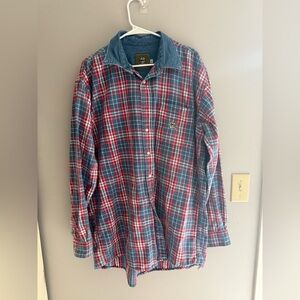 Cinch Long Sleeve Button Down Denim Collared Shirt Men’s SZ XL Red Blue Flannel